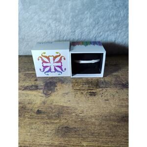 Rustic Cuff Grace Bracelet White Silver Trim Bangle Inspirational w/ Box